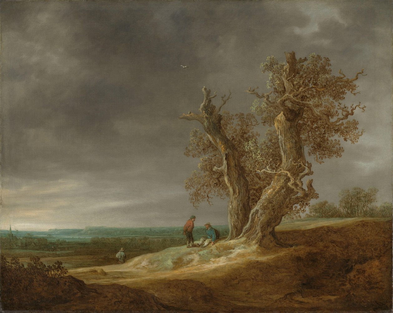 Maisema kahden tammen kanssa tekijältä Jan van Goyen