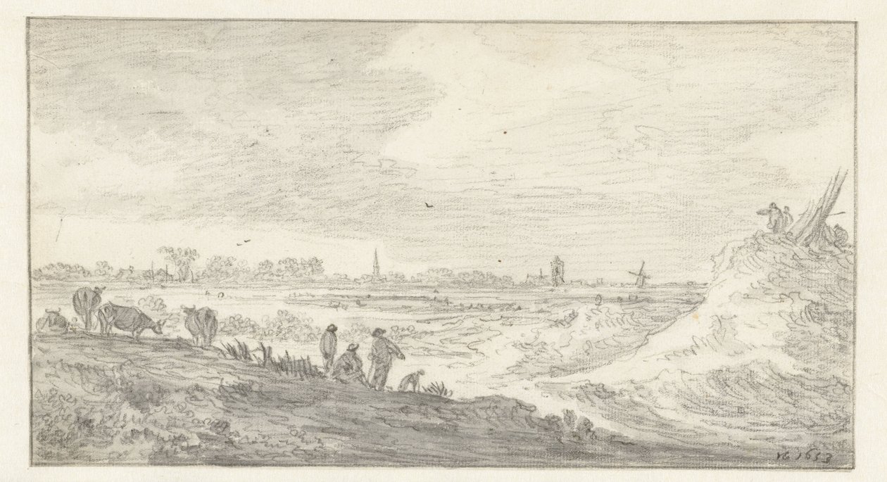 Maisema hahmoilla dyynillä tekijältä Jan van Goyen