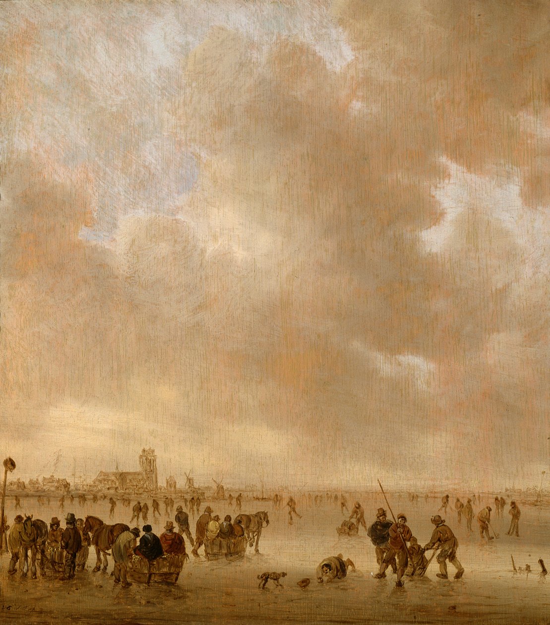 Jäällä Dordrechtin lähellä tekijältä Jan van Goyen