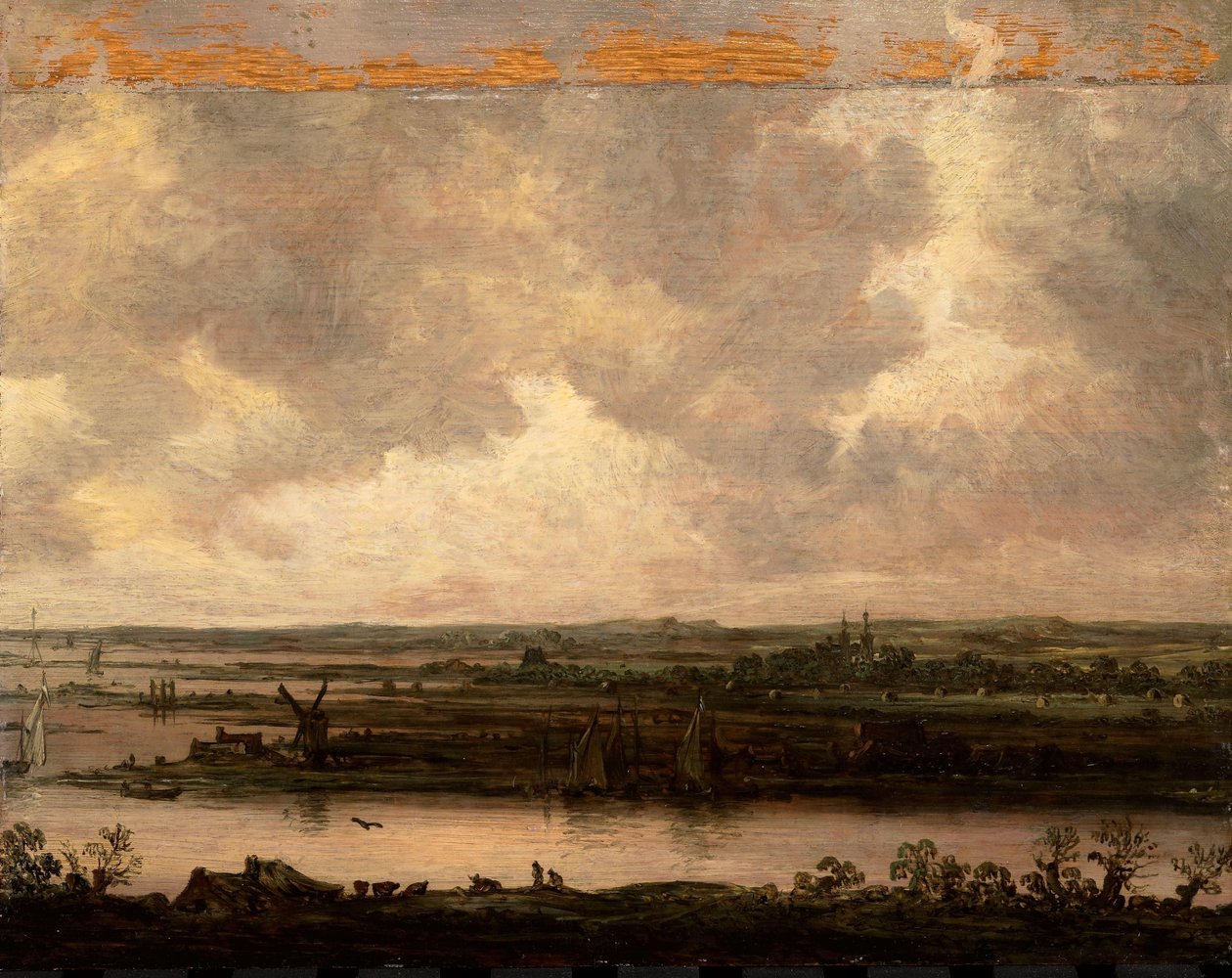 Panoraamanäkymä Spaarne-joelle ja Haarlemmermeerille tekijältä Jan van Goyen