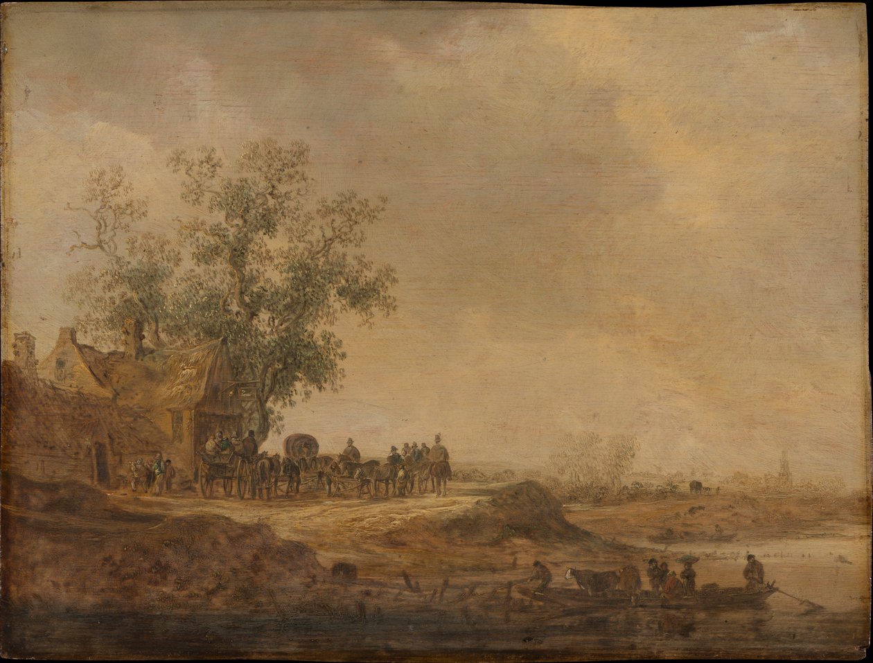 Pysähdys majatalon edessä tekijältä Jan van Goyen