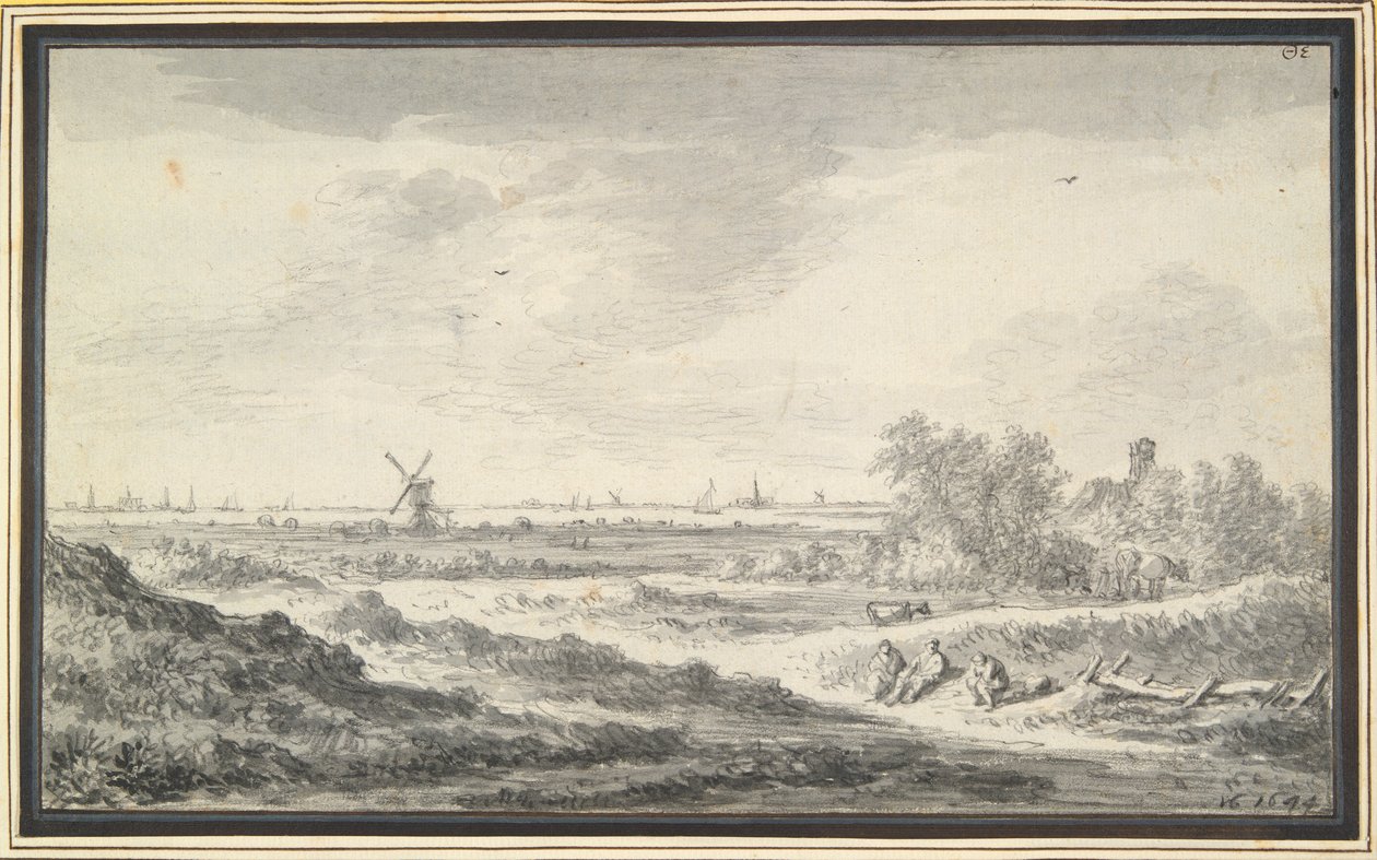 Näkymä joelle ja dyynit etualalla tekijältä Jan van Goyen