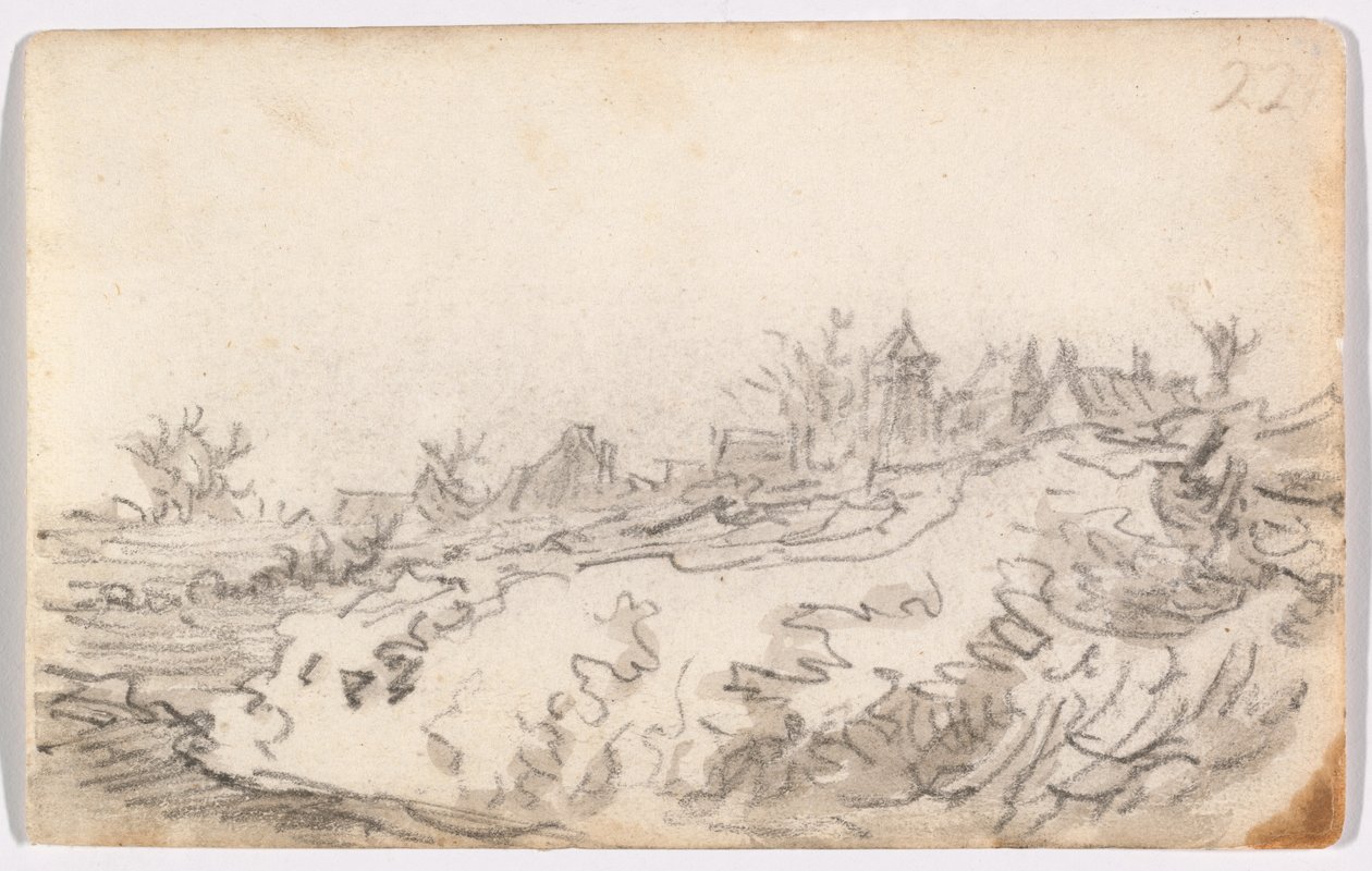Village on Sunny Hillside tekijältä Jan van Goyen