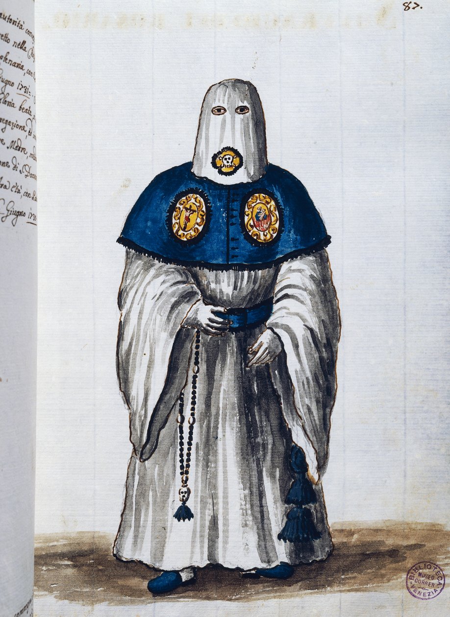 Rosaryn äänioikeuden arkkiliitto, jonka perusti Venetsian Pyhän Hengen sisarten kirkko, osa II, f 87, Giovanni di Grevembroch tai Grevenbroch (1731-1807) tekijältä Jan van Grevenbroeck