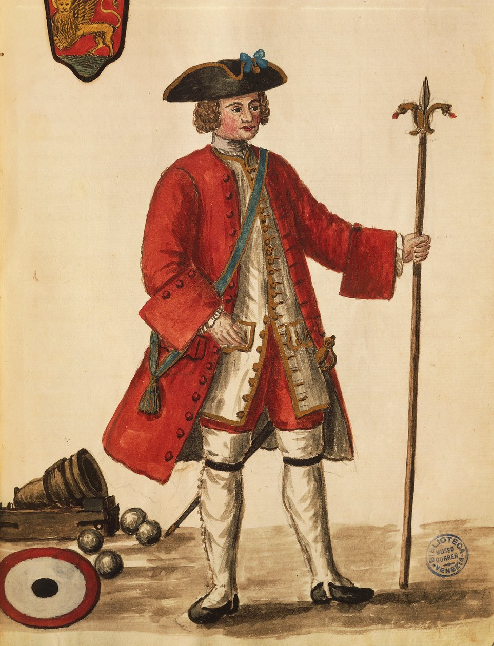 Bombista venetsialaisista laivoista, Jan van Grevenbroeck tai Giovanni Grevembroch (1731-1807), Gli Abiti de Veneziani, kuvitetusta pukukirjasta, akvarelli tekijältä Jan van Grevenbroeck