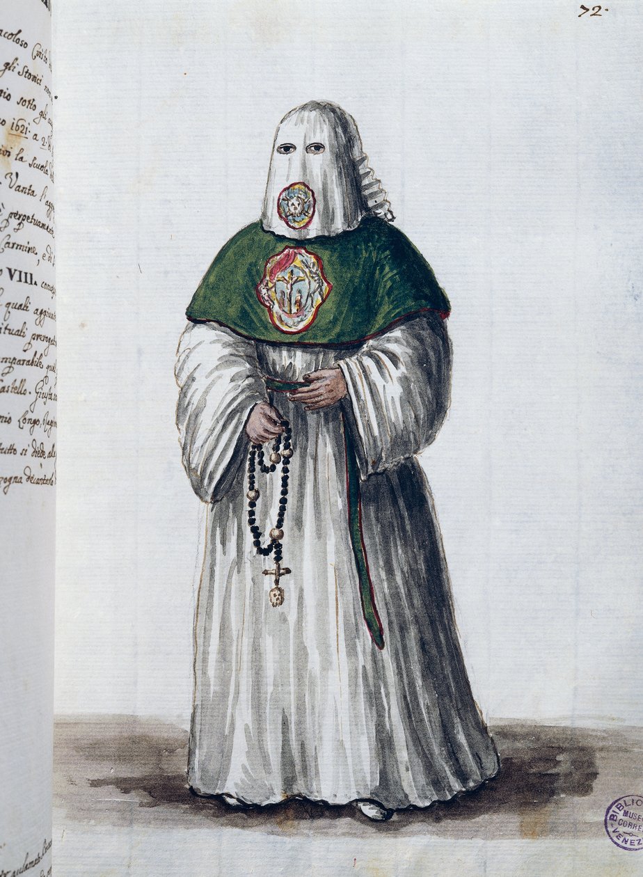Kristuksen äänioikeusliitto, perustettu San Giovanni in Oleon kirkossa Venetsiassa, yhdistyy Rooman San Roccon liittoon vuonna 1621, osa II f 72, kirjoittanut Giovanni di Grevembroch tai Grevenbroch (1731-1807) tekijältä Jan van Grevenbroeck