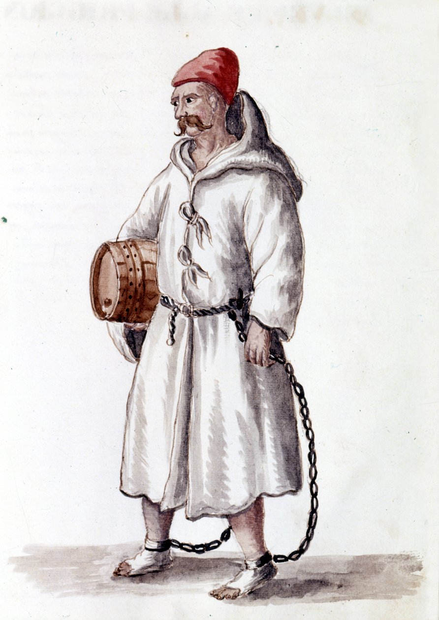 Galeria 1600-1700-luvulta. Akvarellipiirustus ja muste Jan van Grevenbroekin (tai Giovanni Grevenbroichin (Grevenbroich) (1731-1807) käsikirjoituksesta "Venitsialaisten tulli") tekijältä Jan van Grevenbroeck