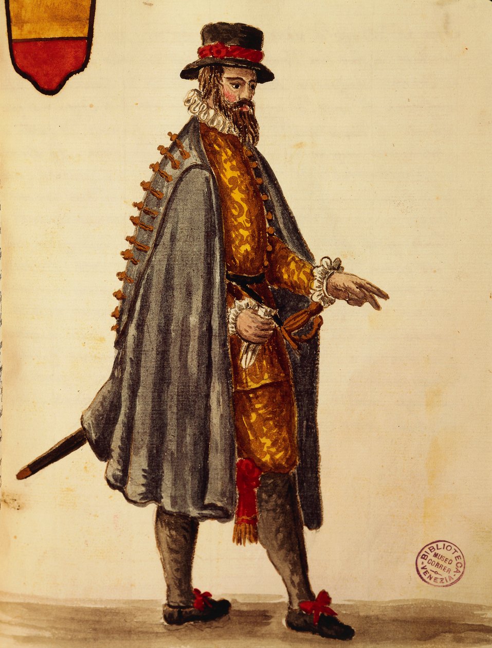 Ambaixador napolità, de Jan van Grevenbroeck o Giovanni Grevembroch (1731-1807), Gli Abiti de Veneziani, del llibre il·lustrat de vestuari, aquarel·la finès tekijältä Jan van Grevenbroeck