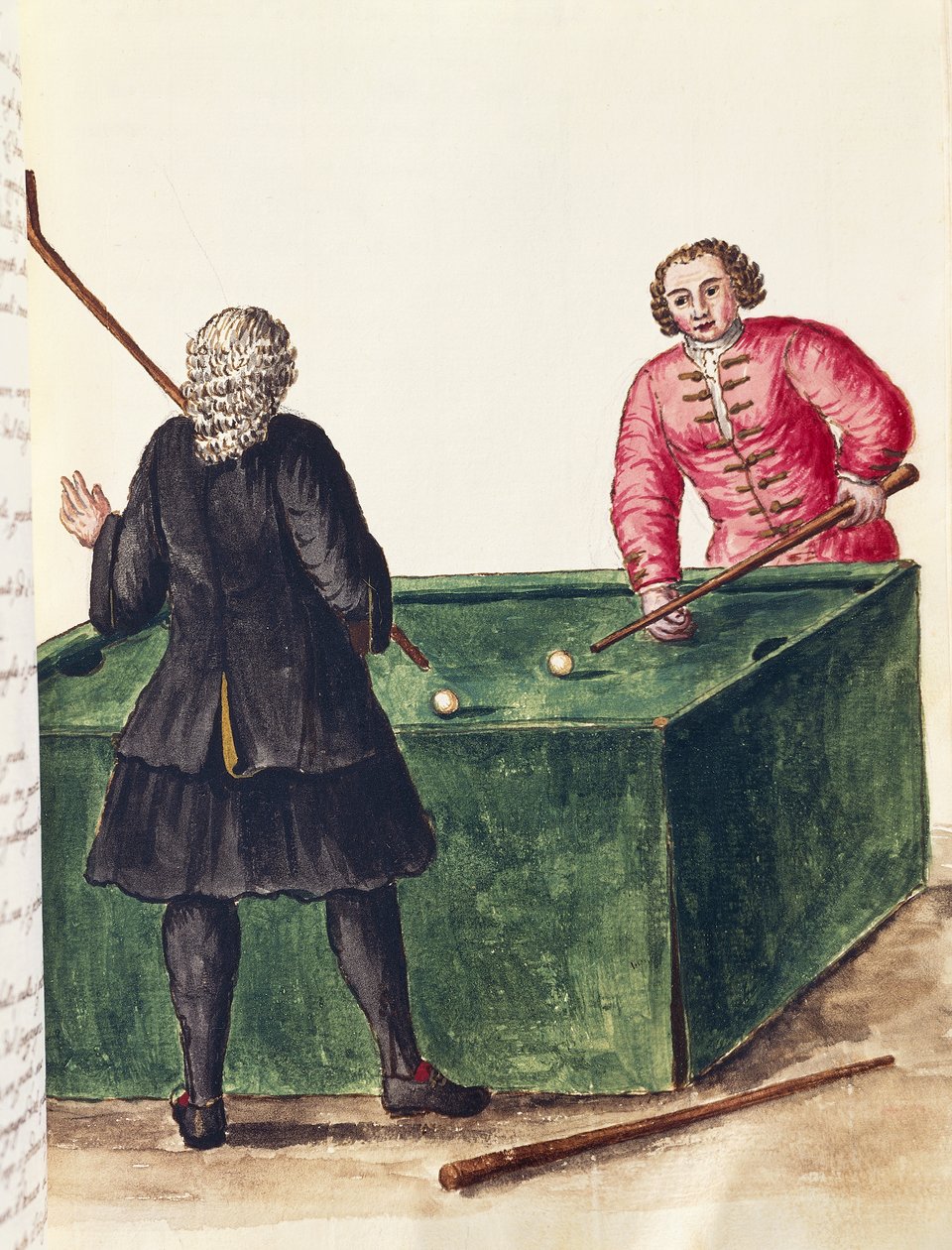 Kaksi venetsialaista aatelista pelaamassa biljardia, kirjoittanut Jan Grevenbroeck (1731-1807), kaiverrus, Italia tekijältä Jan van Grevenbroeck