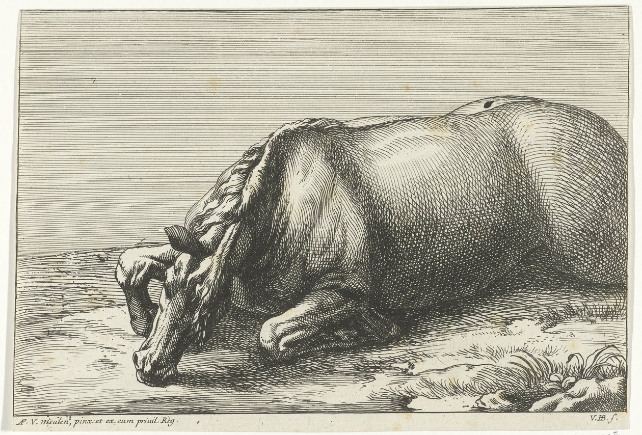 Kuollut hevonen näkyy vasemmalla Dead Horses (sarjan nimi) tekijältä Jan van Huchtenburg