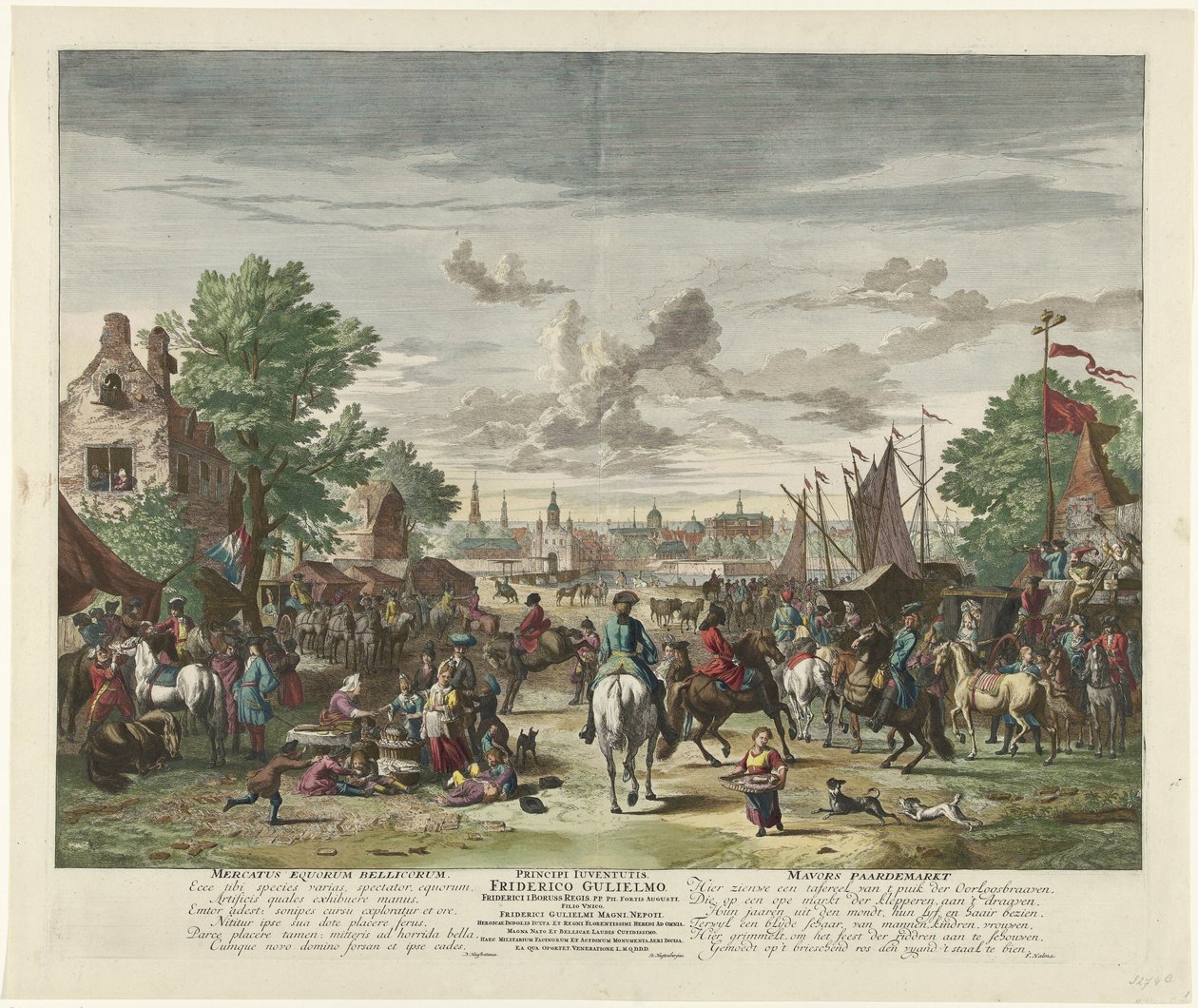 Paardenmarkt, n. 1702 War Horse Market / Mavors Paardemarkt (otsikko esineessä) tekijältä Jan van Huchtenburg