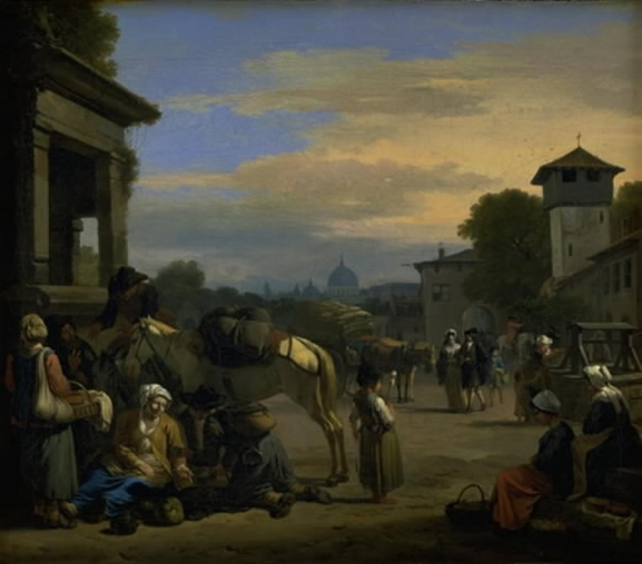 Escena de carrer en romefinès tekijältä Jan van Huchtenburg