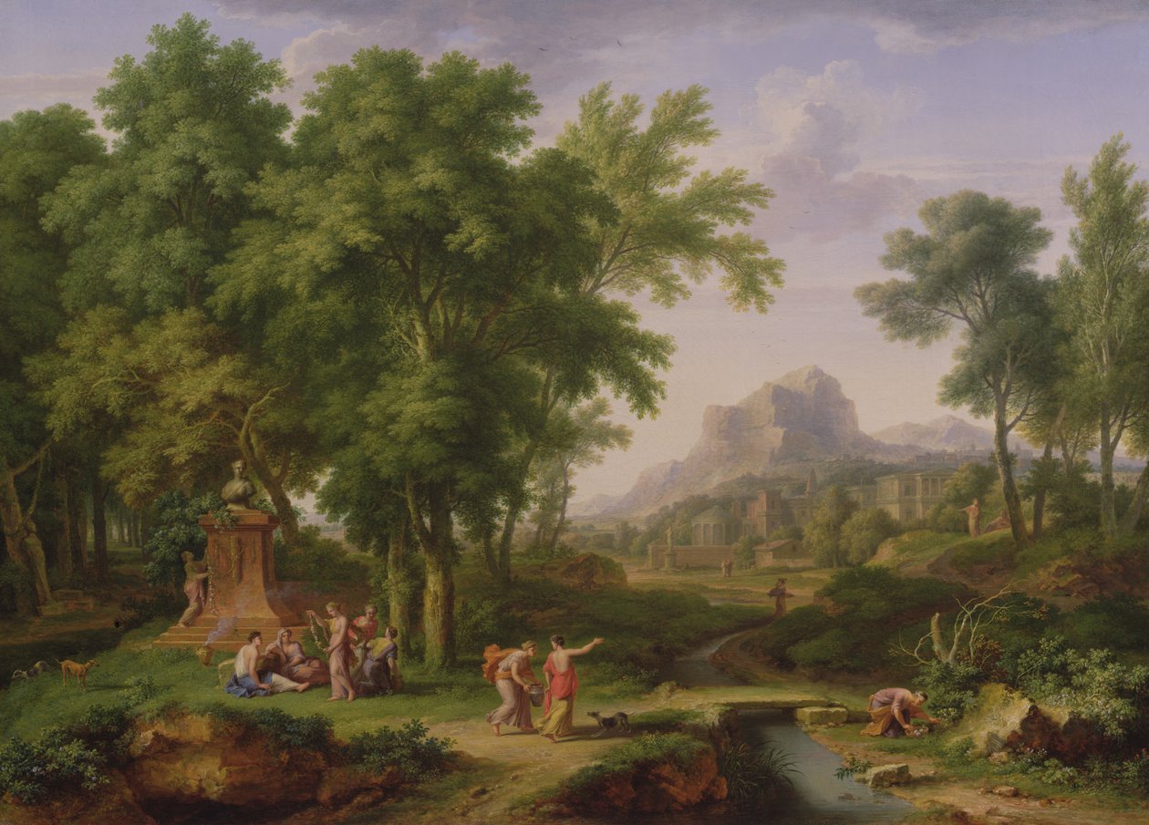 Arkadian maisema ja kasviston rintakuva, 1724-25 (pari 68872:een) tekijältä Jan van Huysum