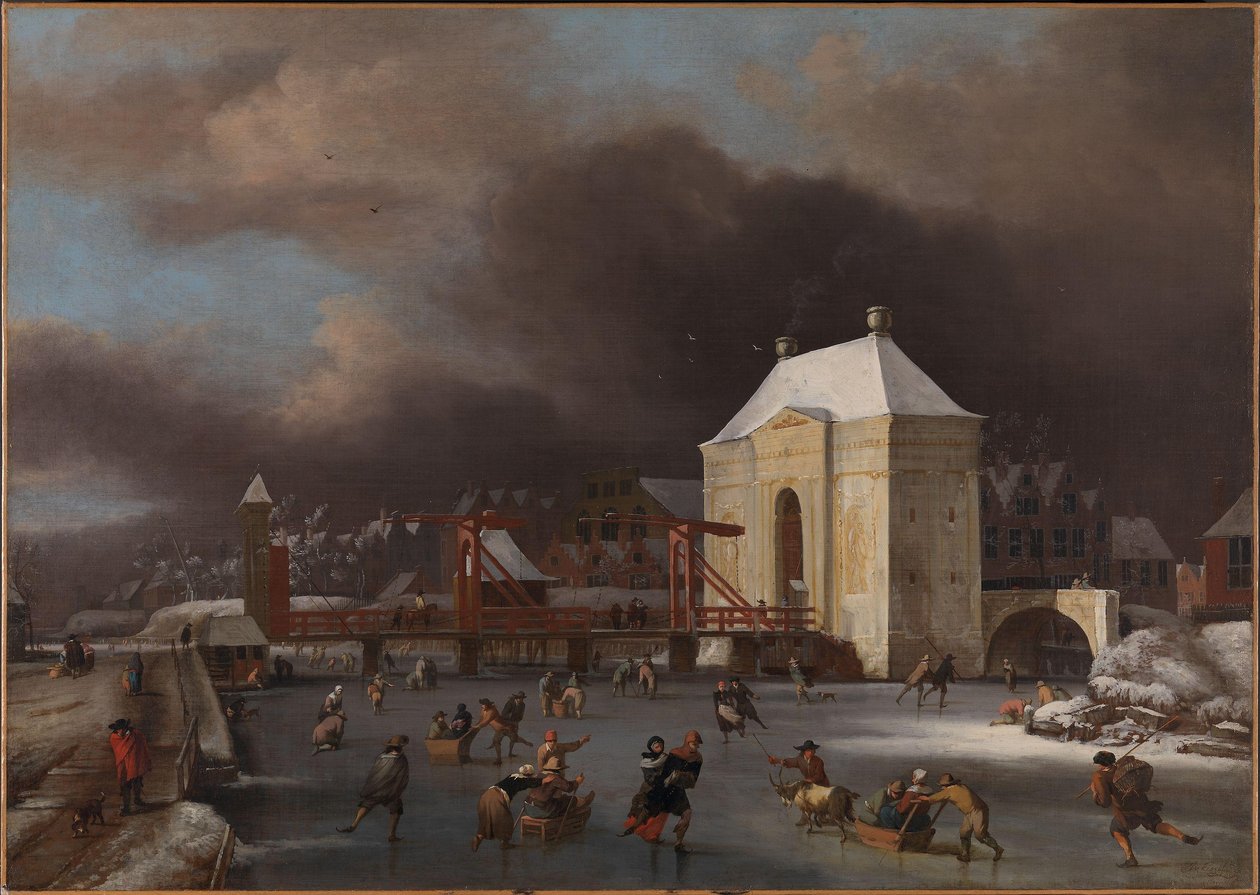 Näkymä Heiligewegspoortille Amsterdamissa, n. 1660-80 (öljy kankaalle) tekijältä Jan van III Kessel