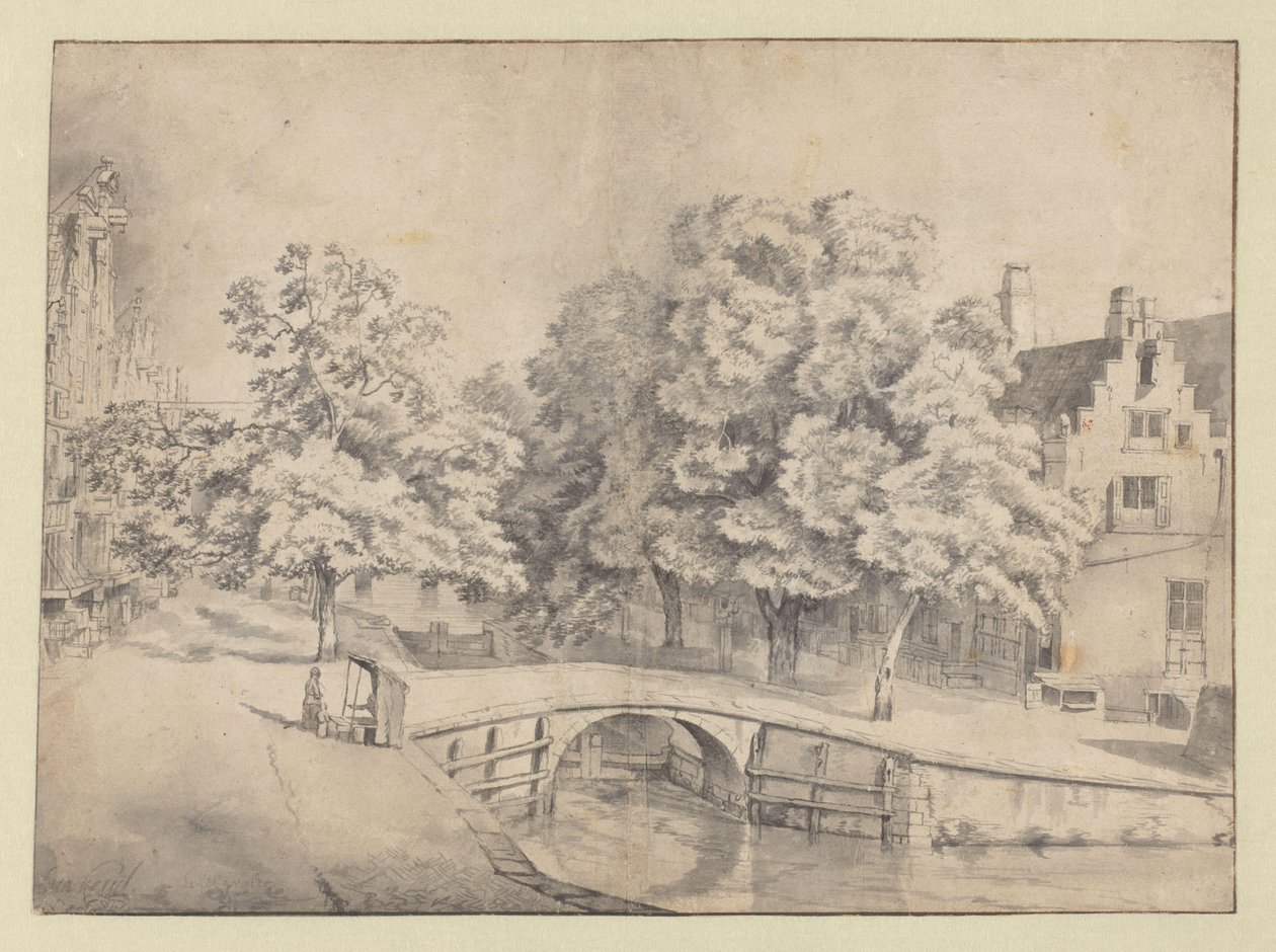 Näkymä Leidsegrachtille Amsterdamissa Keizersgrachtista nähtynä tekijältä Jan van Kessel