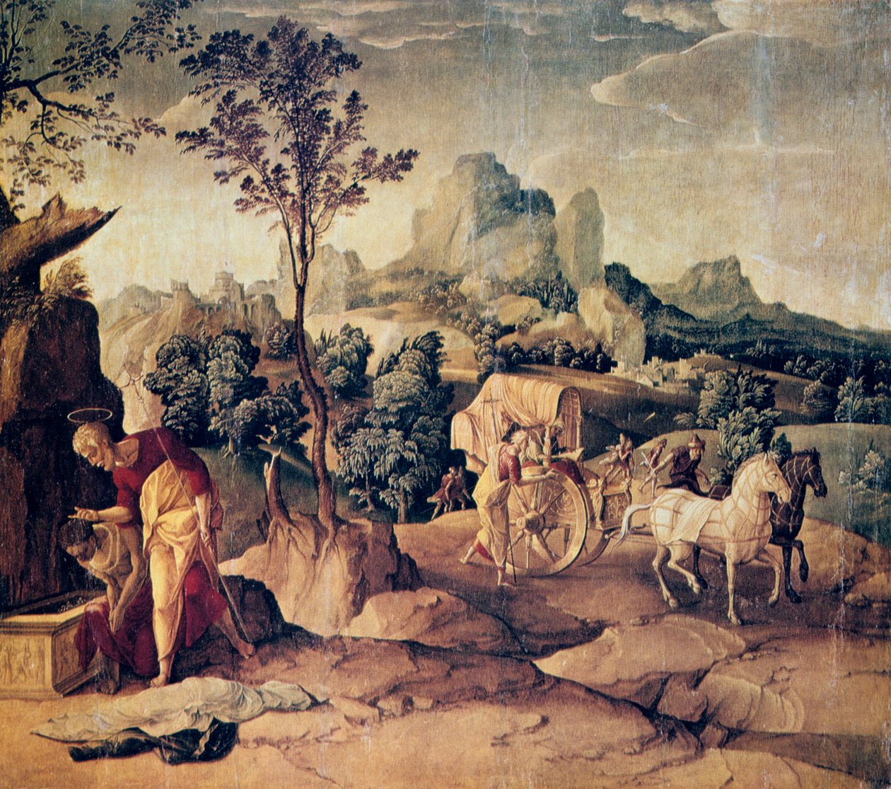 Apostoli Filippus kastaa eunukin, 1500-luku. tekijältä Jan van Scorel