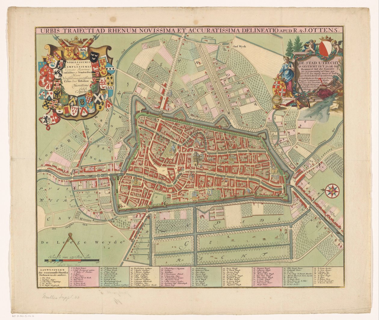 Plattegrond van de stad Utrecht Viimeisin ja tarkin piirros Reinin ylittävästä kaupungista (otsikko esineessä) tekijältä Jan van Vianen