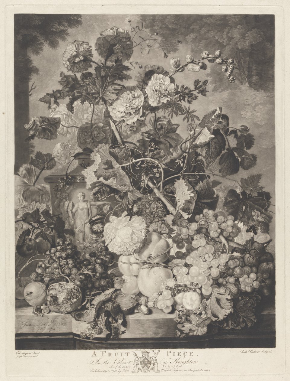 Hedelmäpala, kaivertanut Richard Earlom, 1781 tekijältä Jan van after Huysum