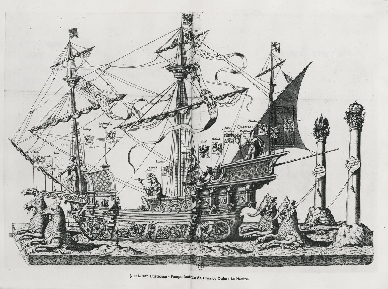 Voitelualus keisari Kaarle V:n hautajaisissa 1559 tekijältä Jan van and Doetechum Doetechum the elder