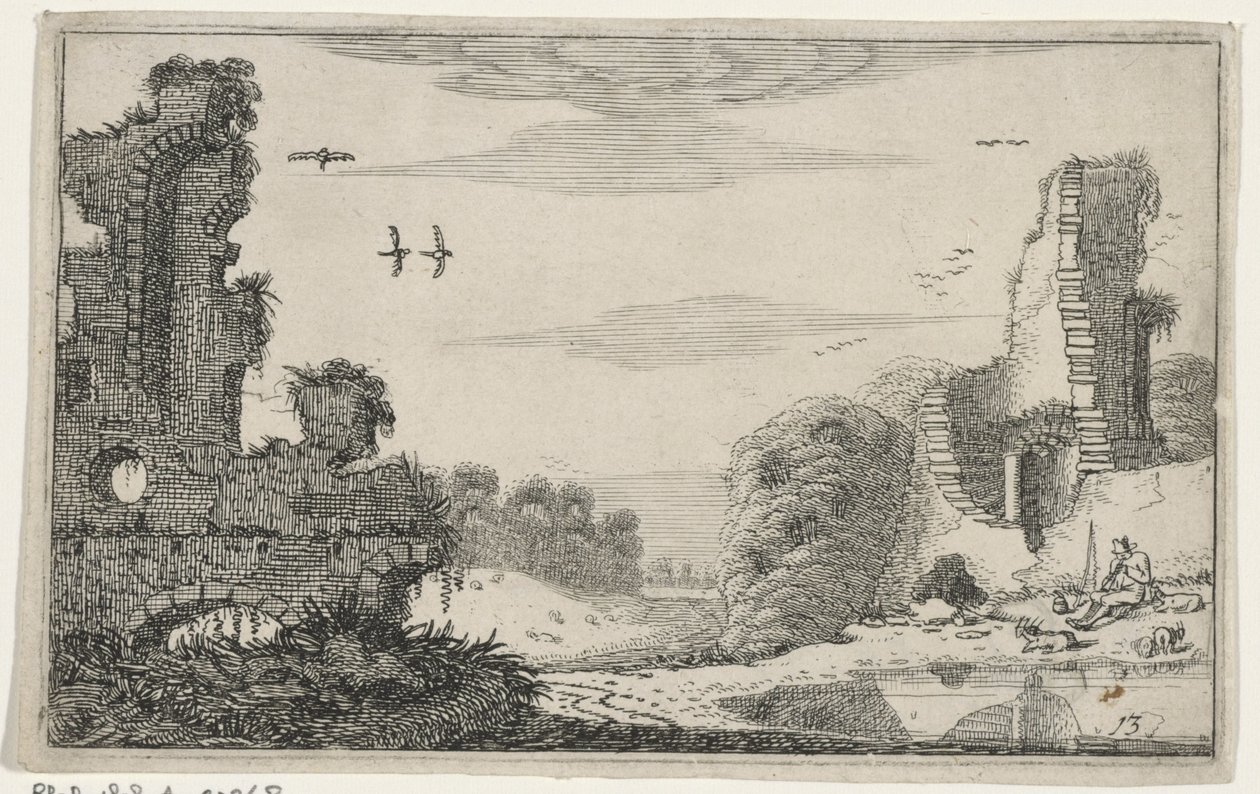 Herder bij een ruin Rauniot (sarjan nimi) (sarjan nimi) tekijältä Jan van de Velde (II)