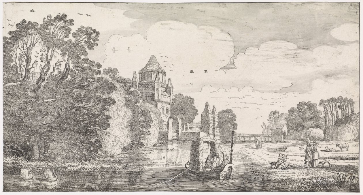 Pieni Houtpoort Haarlemissa Leikkisiä maisemia ja viihdyttäviä runoja (sarjan nimi) tekijältä Jan van de Velde (II)