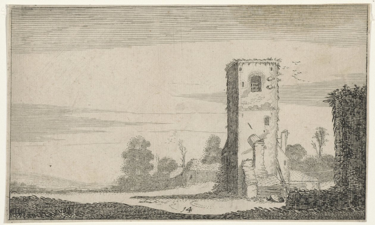 Ruïne van een toren maisemassa Rauniot (sarjan nimi) (sarjan nimi) tekijältä Jan van de Velde (II)