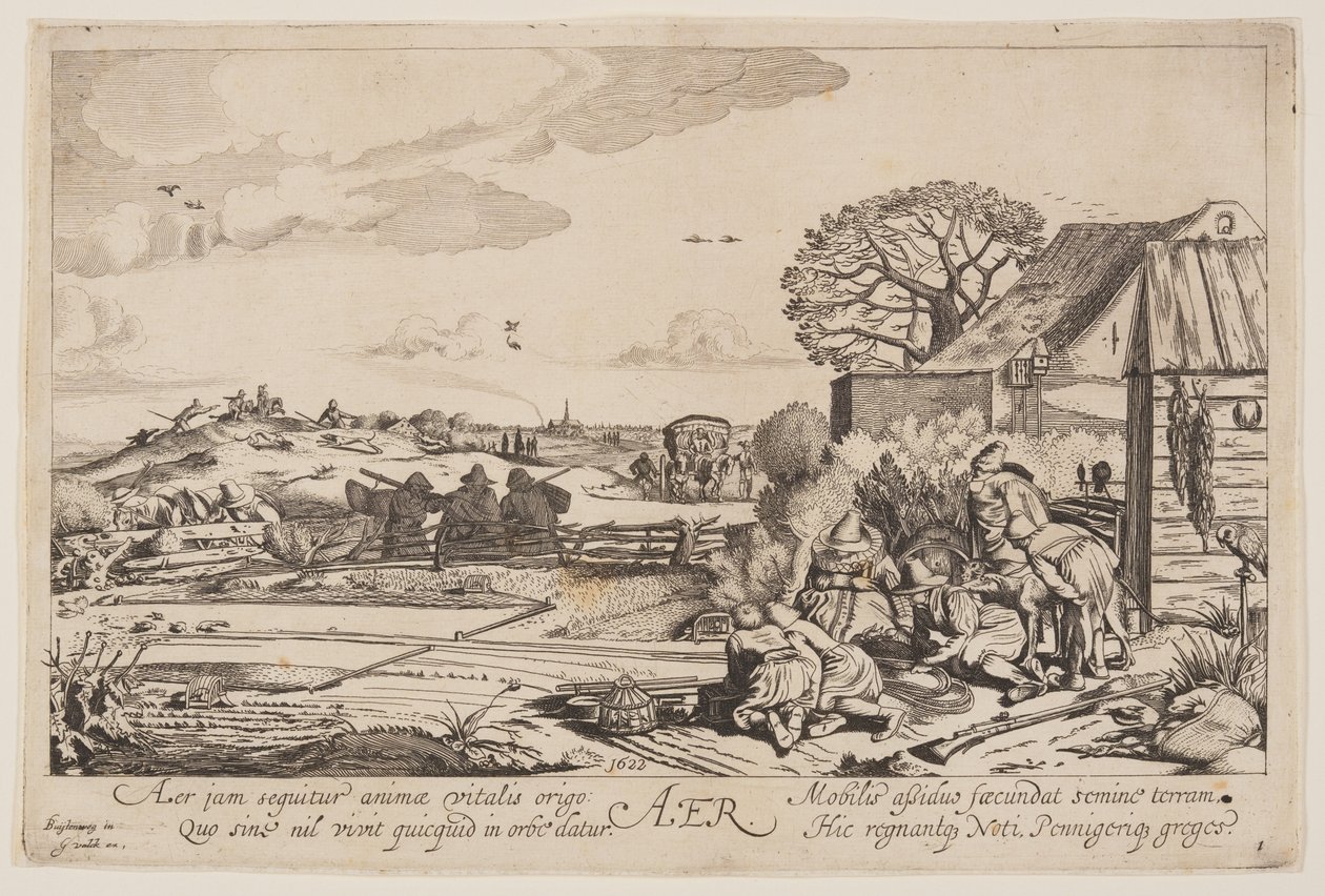 Ilma (näkymä Haarlemiin), kirjasta The Four Elements (Neljä elementtiä). tekijältä Jan van de Velde II