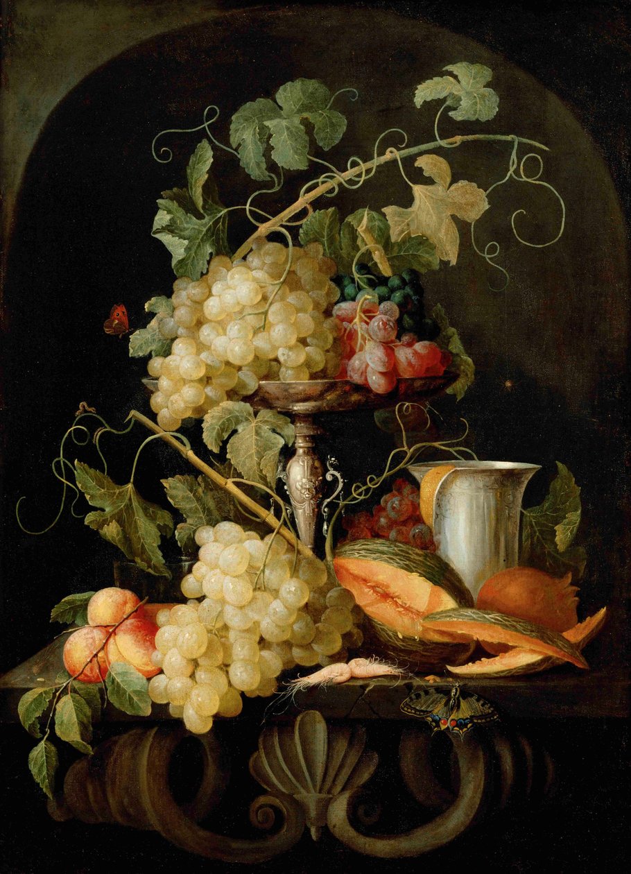 Asetelma hedelmillä, 1650-1660. tekijältä Jan van den Hecke