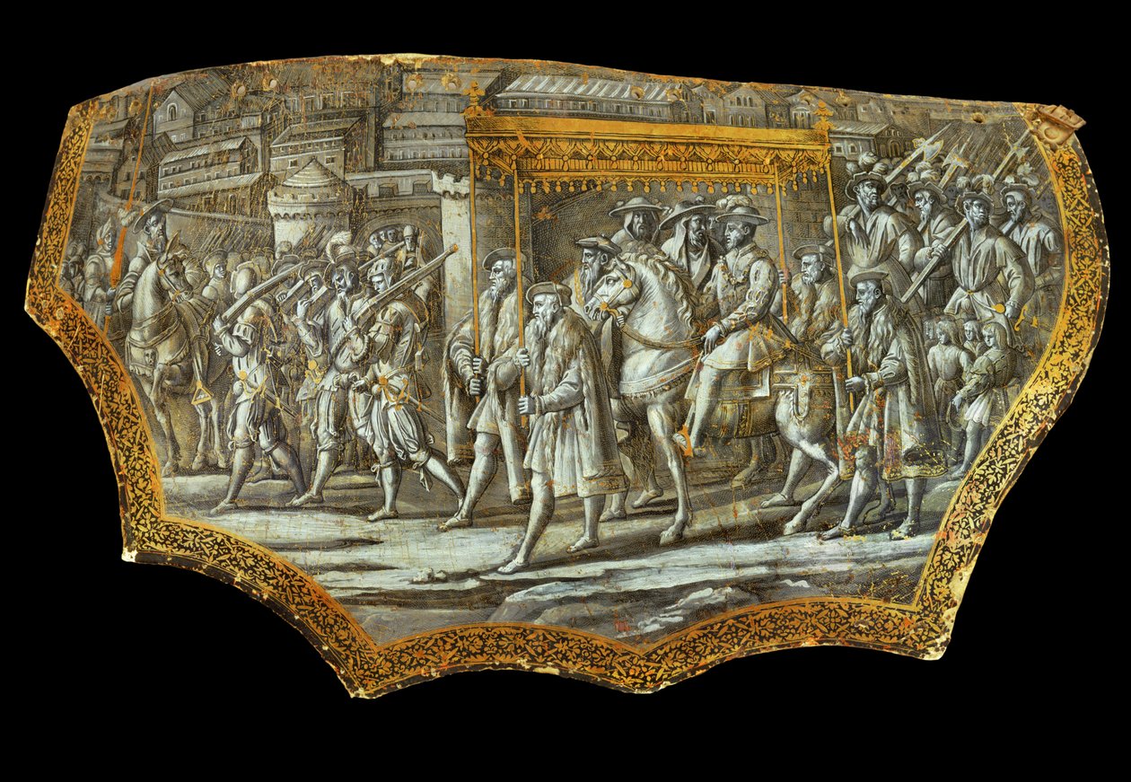 Paraatikilpi Giovanni Stradanuksen mukaan: Cosimo I:n sisäänkäynti ... tekijältä Jan van der (1523-1605) Straet