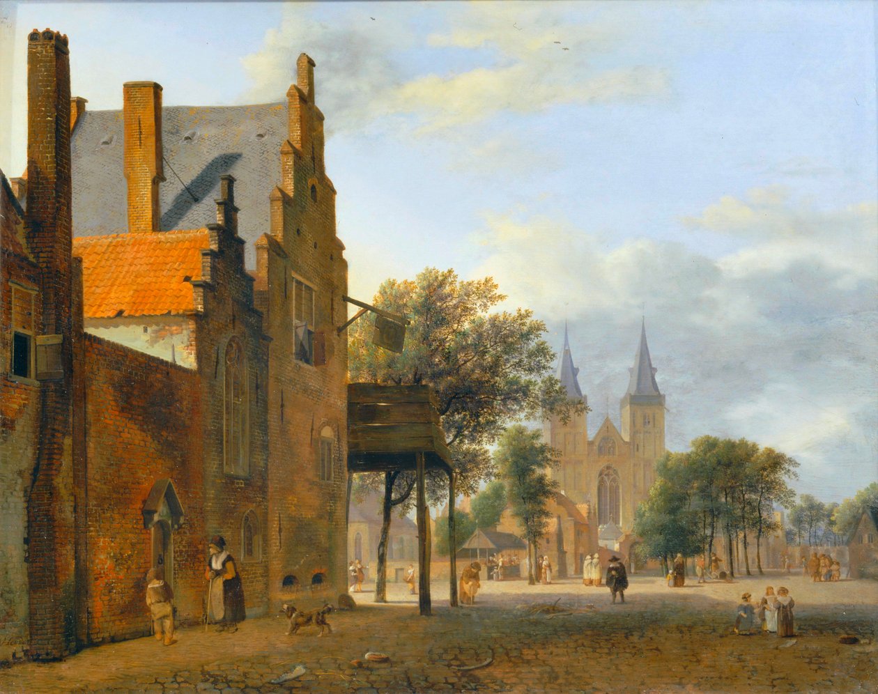 Place et eglise Saint-Victor à Xanten - Aukio ja kirkko Saint Victor Xantenissa ... tekijältä Jan van der (manner of) Heyden
