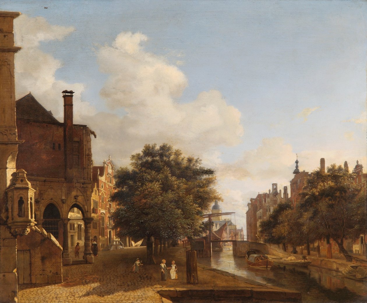 "Arkkitehtoninen fantasia vanhan kaupungintalon kanssa, Amsterdam", n. 1670 tekijältä Jan van der Heyden