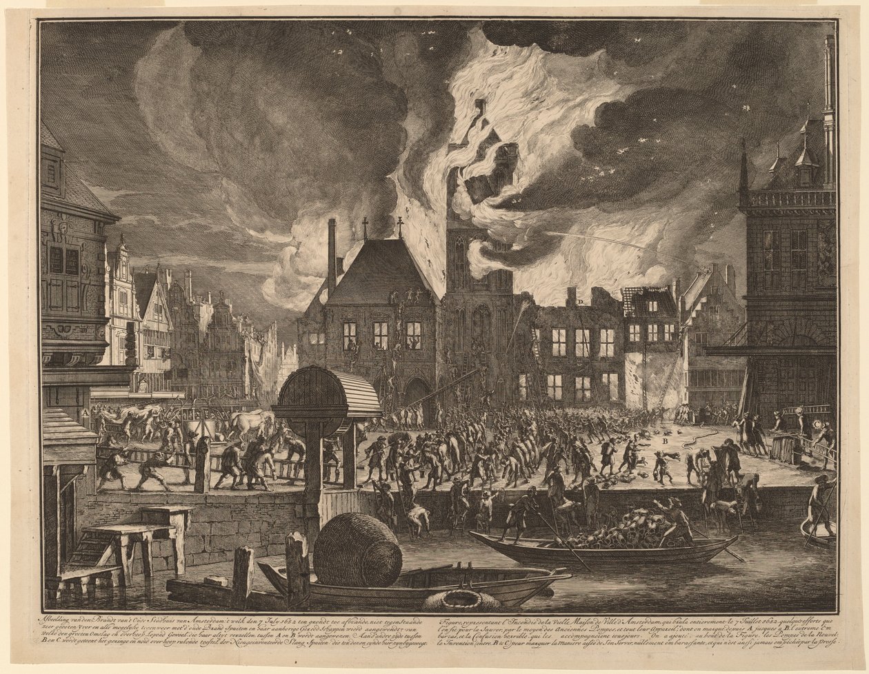 Amsterdamin vanhan kaupungintalon polttaminen tekijältä Jan van der Heyden
