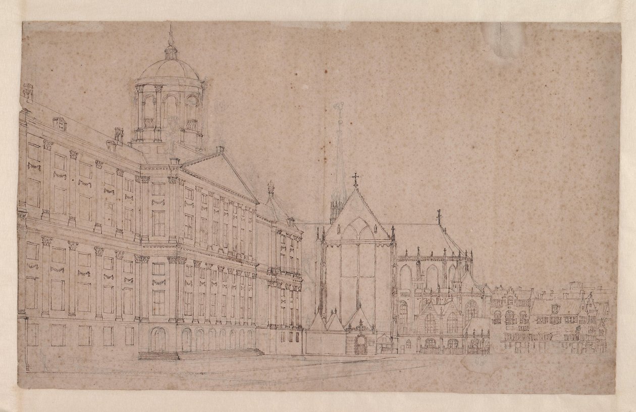 Dam Square ja uusi kaupungintalo tekijältä Jan van der Heyden