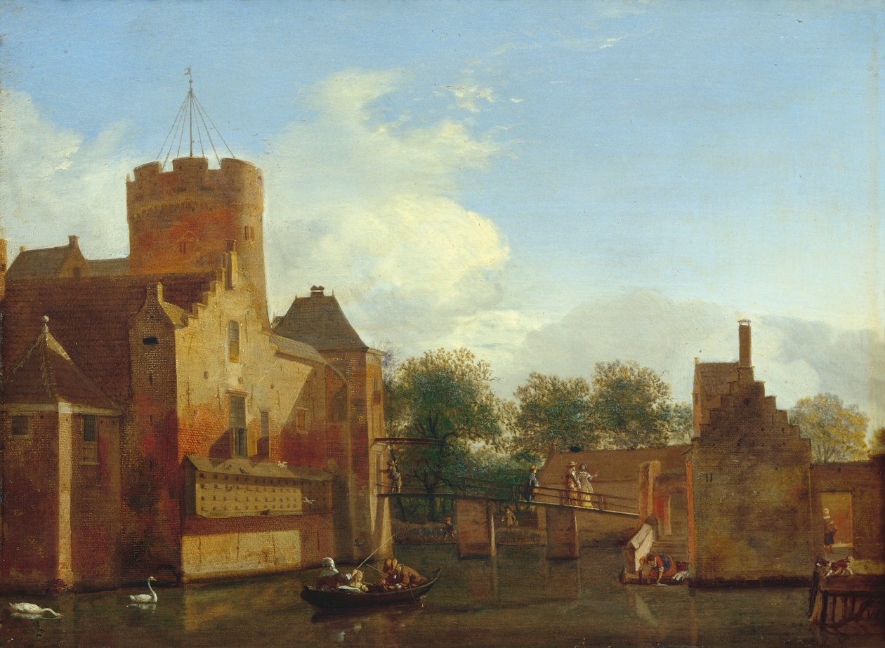 Loenerslotin linna Hollannissa, n. 1665-1670 (öljy tammen päällä) tekijältä Jan van der Heyden