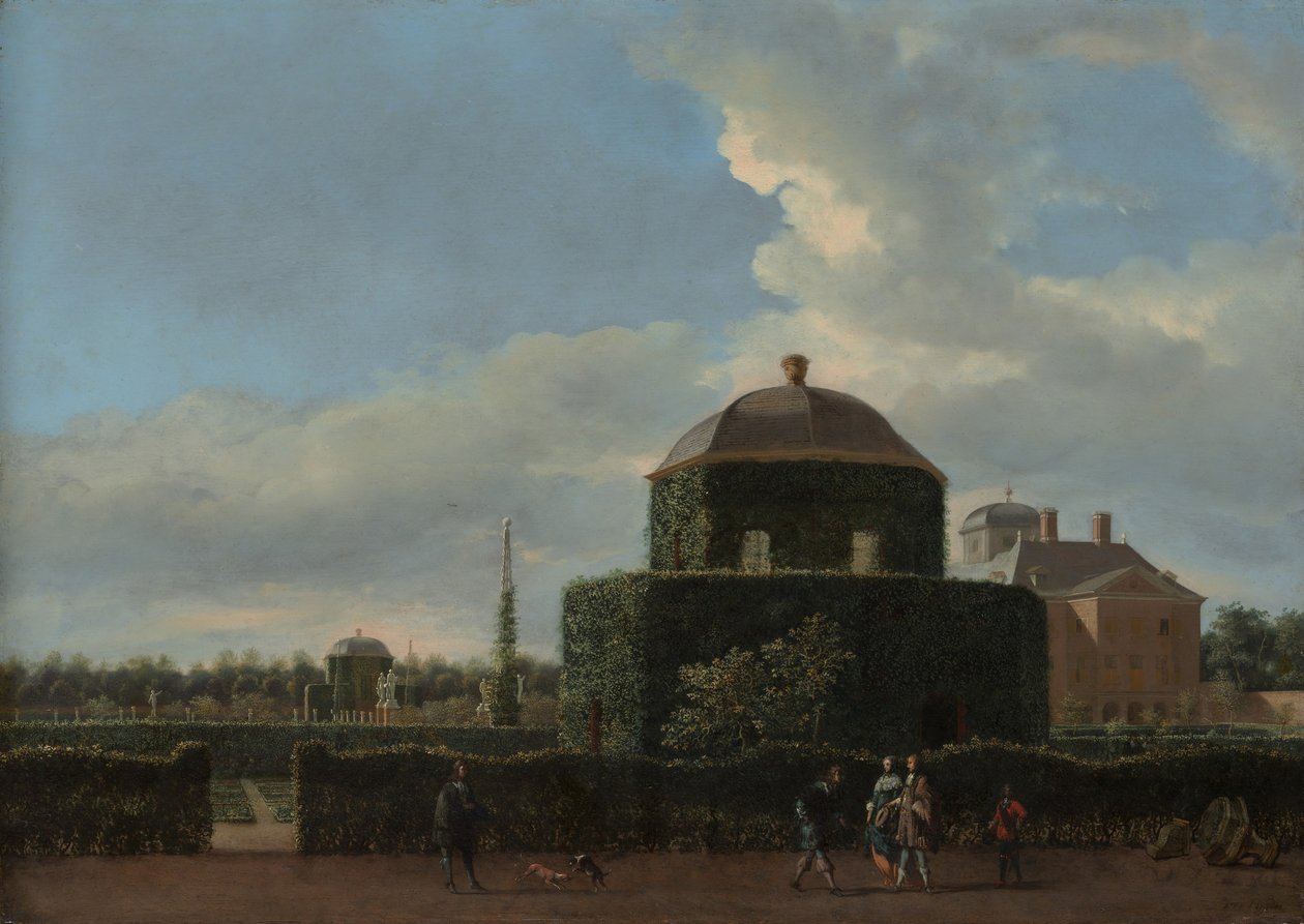 Huis ten Bosch Haagissa ja sen muodollinen puutarhanäkymä idästä, n. 1668-70. tekijältä Jan van der Heyden