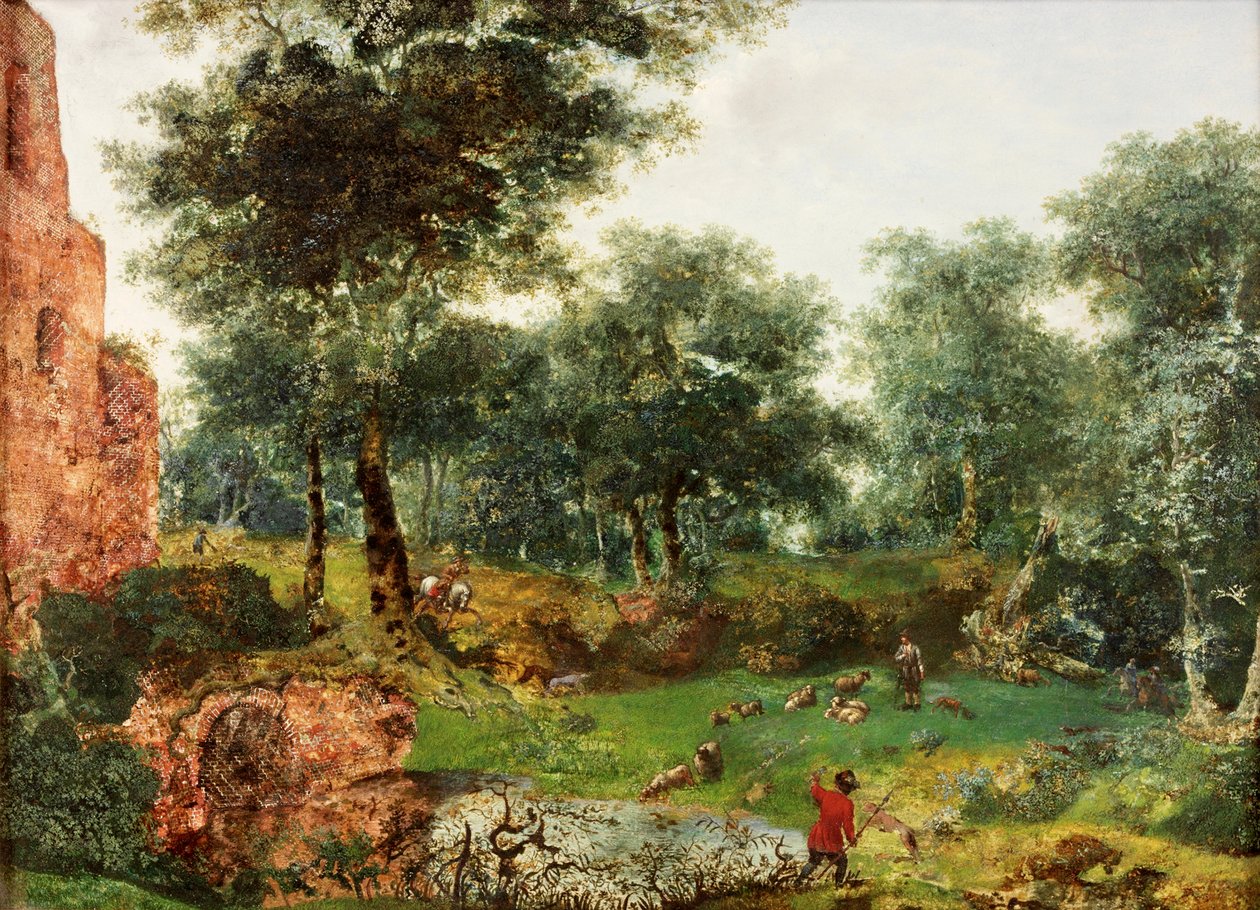 Metsäinen maisema, n. 1690-1700 tekijältä Jan van der Heyden