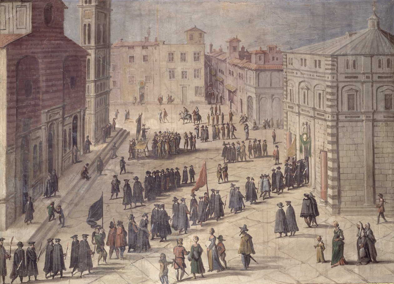 Kunniafestivaali Piazza del Duomossa, Firenzessä, 1555 tekijältä Jan van der Straet