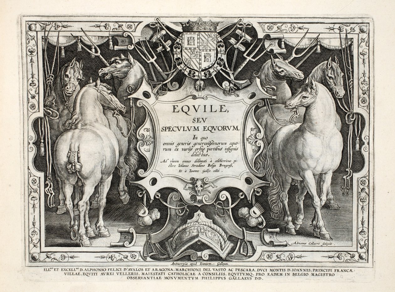 Kuvitus teoksesta "Venationes, Ferarum, Birds, Fish" (Metsästys: Wild Beasts, Birds, Fish), kaiverrus Jan Collaert (1566-1628), pub. kirjoittanut Phillipus Gallaeus, Amsterdam tekijältä Jan van der Straet