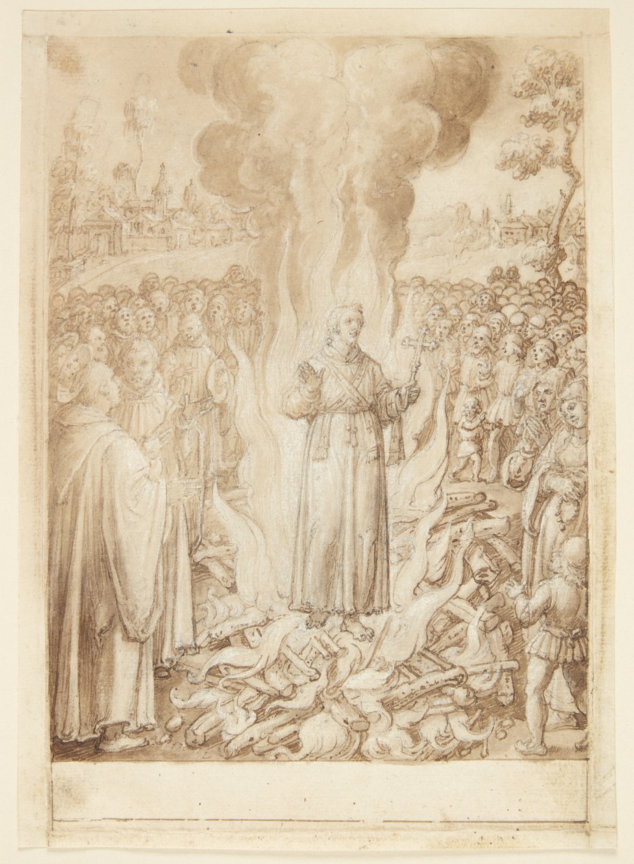 S. Giovanni Alberti Fiorentinon historia. Apotti Petrus todistaa tulella, että Firenzen piispa on harhaoppinen ja simonisti tekijältä Jan van der Straet