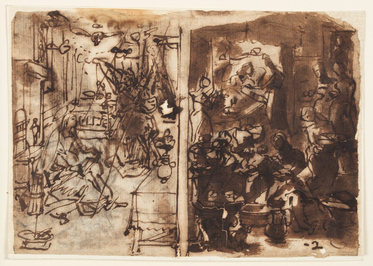 Ilmoitus (vasemmalla); Neitsyen syntymä (oikealla) tekijältä Jan van der Straet, called Stradanus