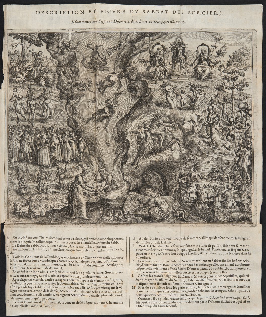 Yksityiskohta kuvasta A Witches Sabbath (Noitien sapatti), kuvitus teoksesta Tableau de LInconstance des Mauuais Anges et Demons, tekijä Pierre de Lancre, 1613. tekijältä Jana Ziarnki