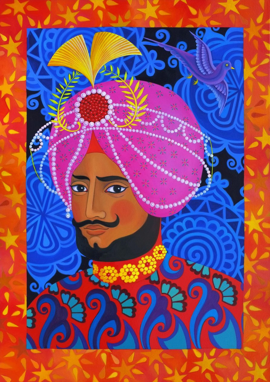 Maharadja vaaleanpunaisen turbaanin kanssa, 2012, tekijältä Jane Tattersfield