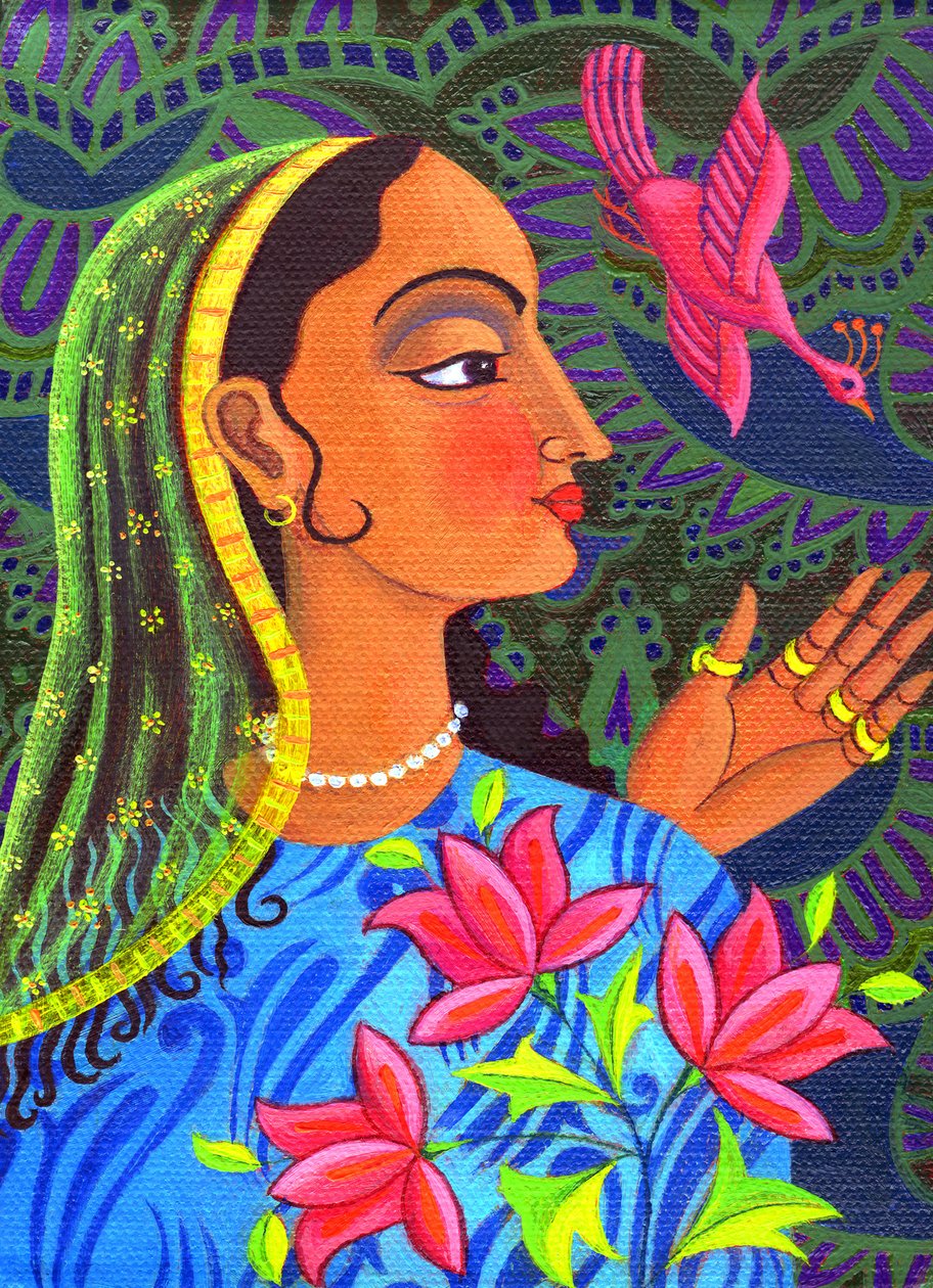 Maharani magenta linnun kanssa, 2011, tekijältä Jane Tattersfield