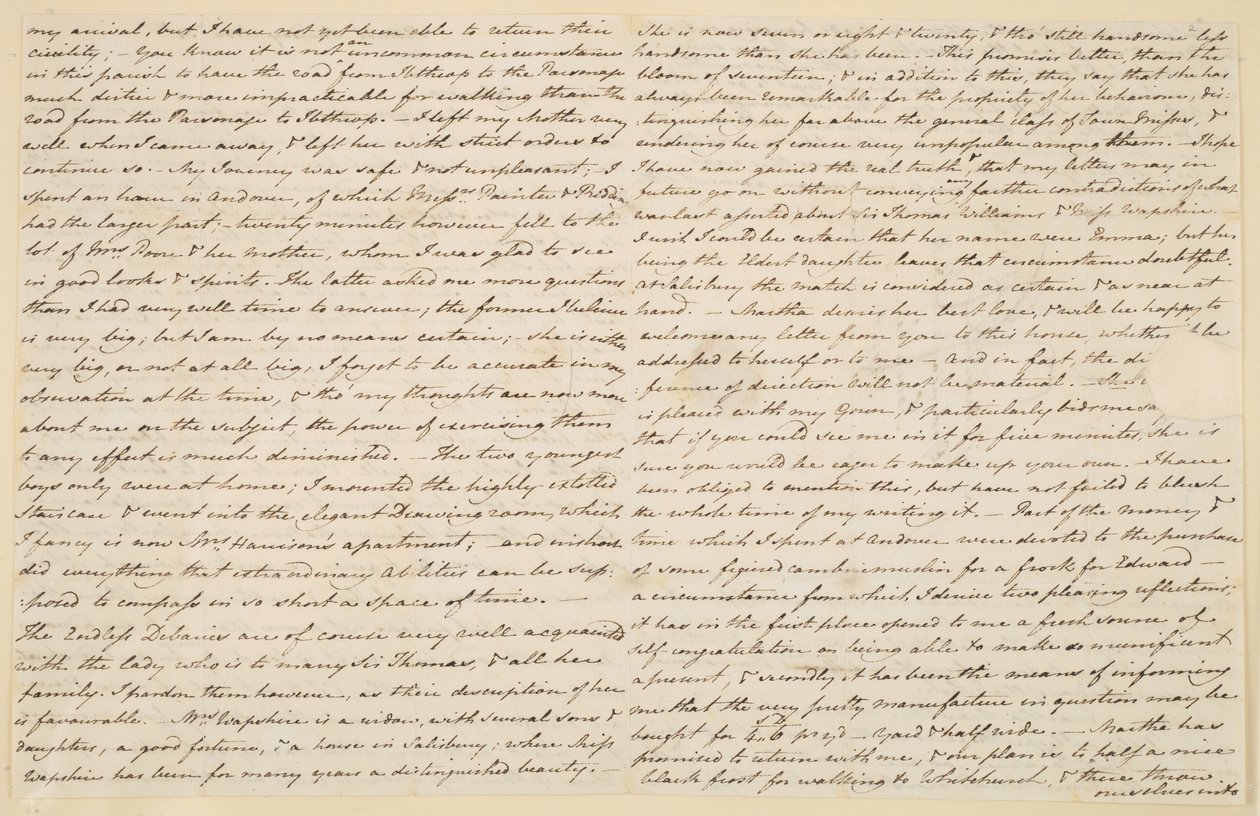 Jane Austenin kirje sisarelleen Cassandralle, 30. marraskuuta 1800 (paperi) tekijältä Jane Austen