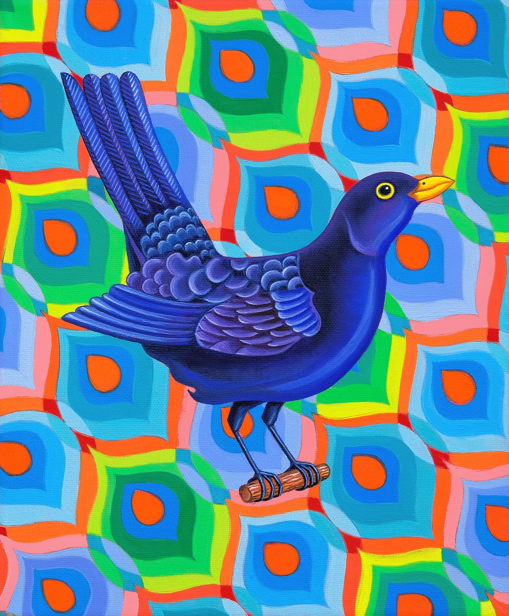 Blackbird, 2023 (öljy kankaalle) tekijältä Jane Tattersfield