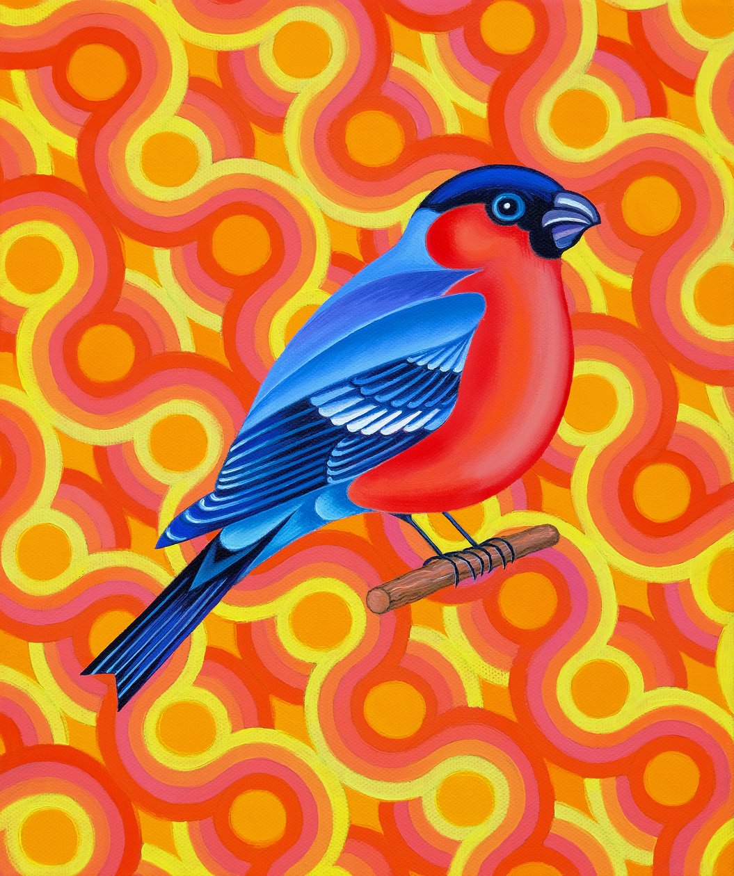 Bullfinch, 2023 (öljy kankaalle) tekijältä Jane Tattersfield