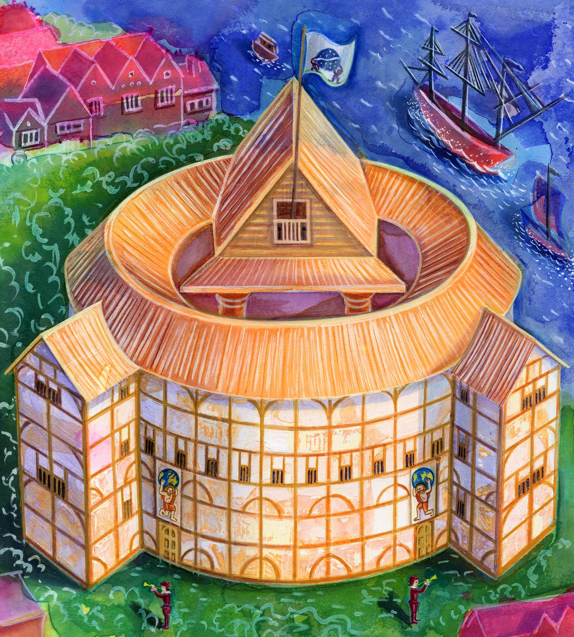 Shakespearen Globe-teatteri, 2006, (tussi ja guassi). tekijältä Jane Tattersfield