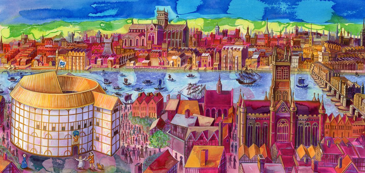 Shakespeares Globe -teatteri Southbankissa, 2006, (tussi ja guassi). tekijältä Jane Tattersfield