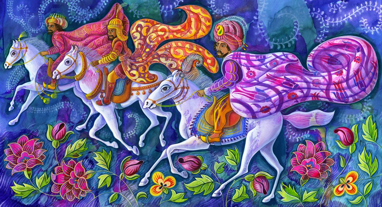 Kolme kuningasta, 2008, (tussi ja guassia) tekijältä Jane Tattersfield