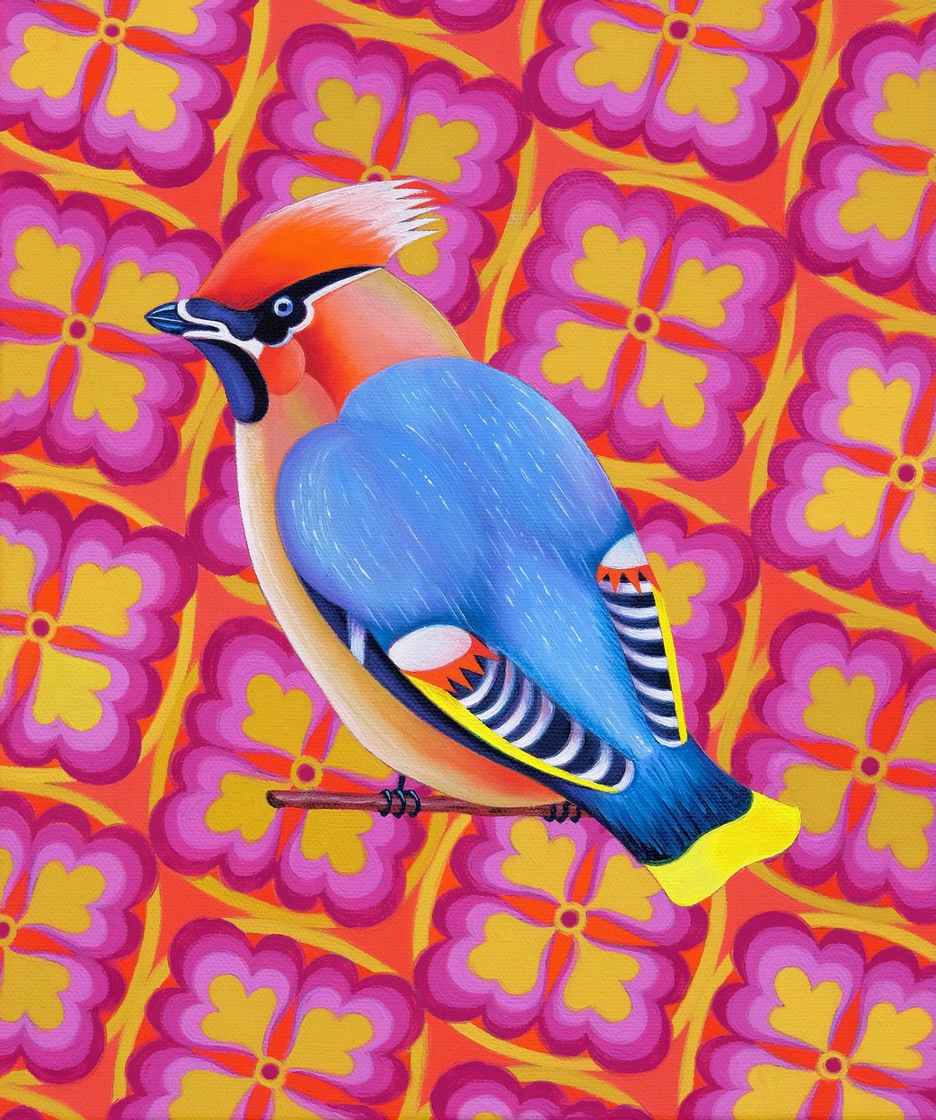 Waxwing, 2023 (öljy kankaalle) tekijältä Jane Tattersfield